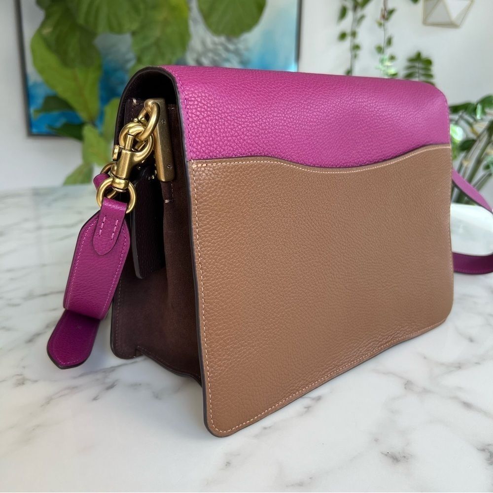 COACH Tabby Shoulder Bag In Colorblock Hibiscus Pink Brown Brass Crossbody 76106 - Picture 7 of 16